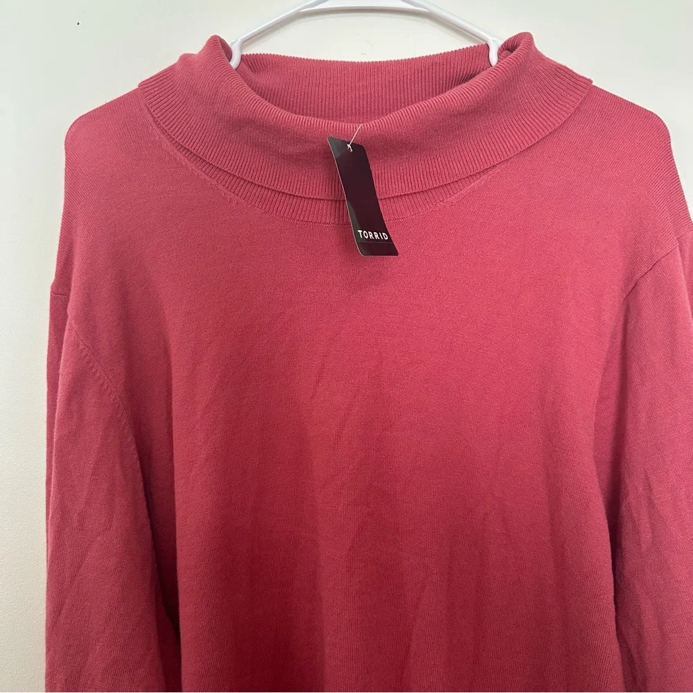 Torrid Everyday Soft Turtleneck Pullover Sweater in Holly Berry size 5X NWT - Picture 2 of 7